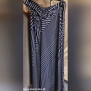 Long navy blue & white skirt